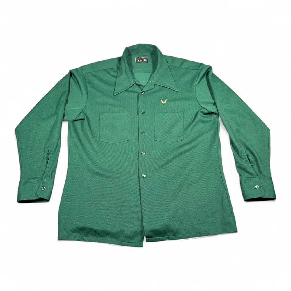 Vintage Towncraft Shirt Adult LARGE Green JC Penney Disco Textured Knit 70s